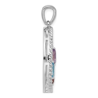 Sterling Silver Swiss Blue Topaz & Garnet Rainbow Multi-Gemstone Pendant – view 2