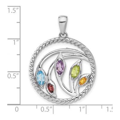 Sterling Silver Swiss Blue Topaz & Garnet Rainbow Multi-Gemstone Pendant – view 4