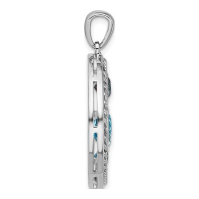 Sterling Silver Swiss Blue Topaz & London Blue Topaz Multi-Color Circle Pendant – view 2