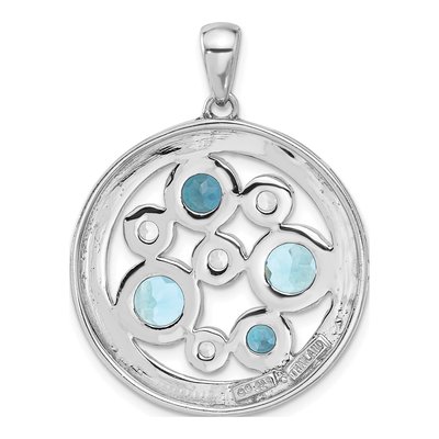 Sterling Silver Swiss Blue Topaz & London Blue Topaz Multi-Color Circle Pendant – view 3