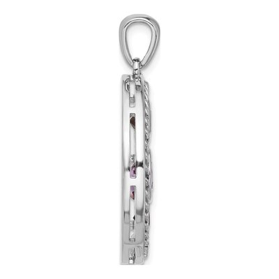 Sterling Silver Amethyst & Garnet Circle Pendant – view 2