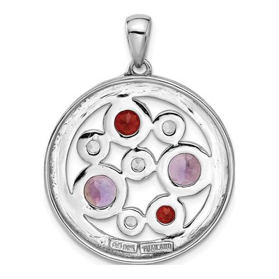 Sterling Silver Amethyst & Garnet Circle Pendant – view 3
