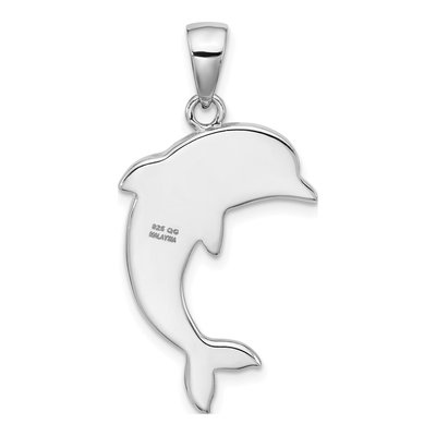 Sterling Silver Crystal Dolphin Pendant – view 3