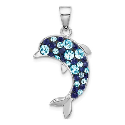 Sterling Silver Crystal Dolphin Pendant