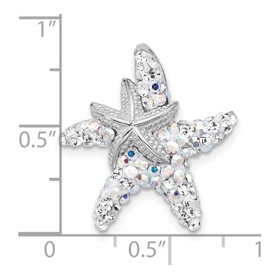 Sterling Silver Crystal Starfish Slide Pendant – view 4