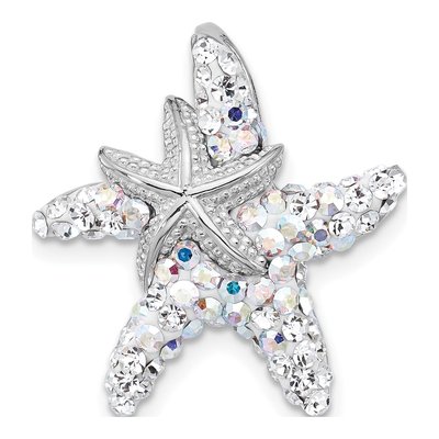 Sterling Silver Crystal Starfish Slide Pendant