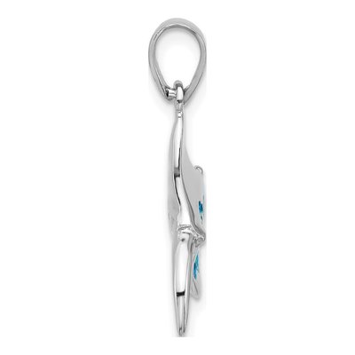 Sterling Silver Blue Enamel Stingray Pendant – view 2