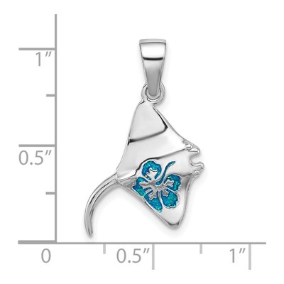 Sterling Silver Blue Enamel Stingray Pendant – view 4