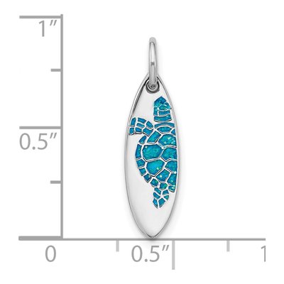 Sterling Silver Blue Enamel Turtle Surfboard Pendant – view 4
