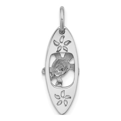 Sterling Silver Paua Shell Turtle Surfboard Pendant – view 3