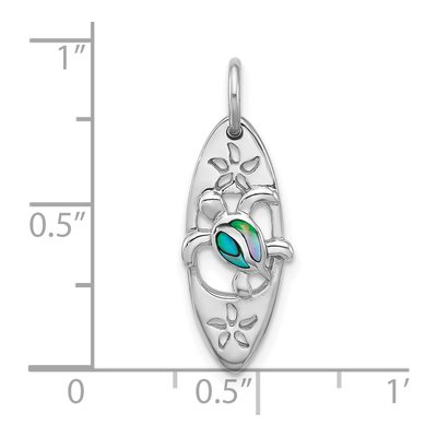 Sterling Silver Paua Shell Turtle Surfboard Pendant – view 4