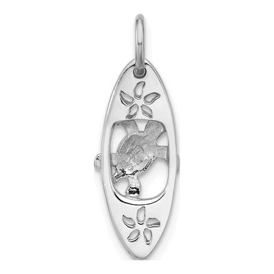 Sterling Silver Blue Enamel Turtle Surfboard Pendant – view 3
