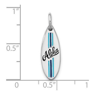 Sterling Silver Aloha Surfboard Pendant – view 4