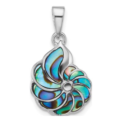 Sterling Silver Abalone Swirl Shell Pendant