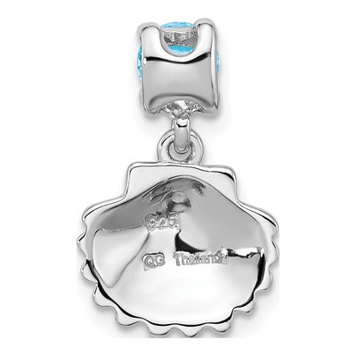 Sterling Silver CZ Shell Slide Pendant – view 3