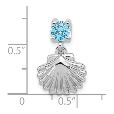 Sterling Silver CZ Shell Slide Pendant – view 4