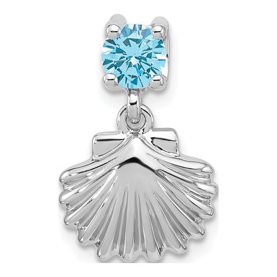 Sterling Silver CZ Shell Slide Pendant