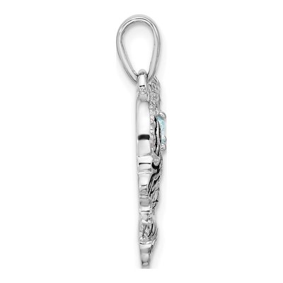 Sterling Silver CZ Mermaid Heart Pendant – view 2