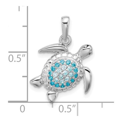 Sterling Silver CZ Turtle Pendant – view 4