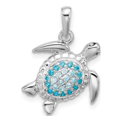 Sterling Silver CZ Turtle Pendant
