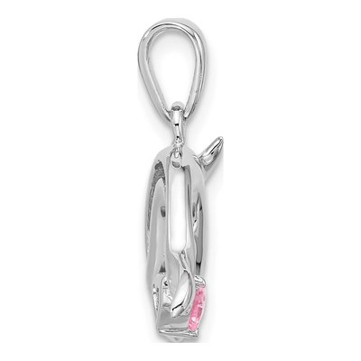 Sterling Silver CZ Dolphin Pendant – view 2