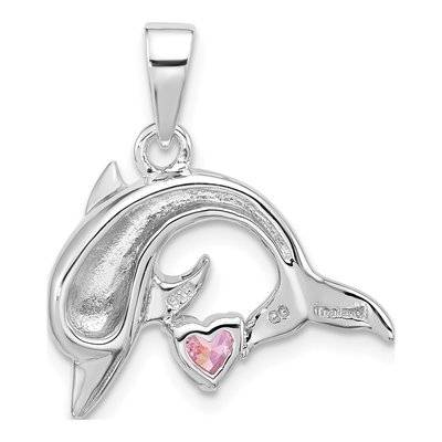 Sterling Silver CZ Dolphin Pendant – view 3