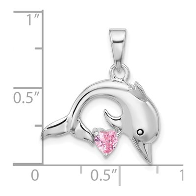 Sterling Silver CZ Dolphin Pendant – view 4