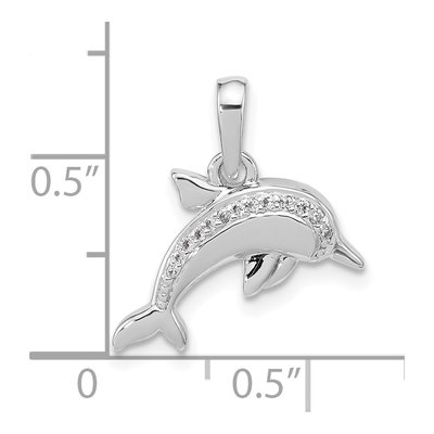 Sterling Silver CZ Dolphin Pendant – view 4