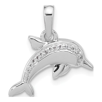 Sterling Silver CZ Dolphin Pendant
