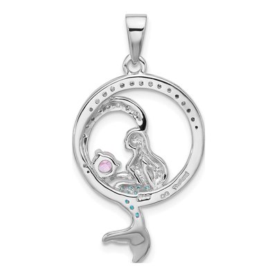 Sterling Silver CZ Mermaid Pendant – view 3