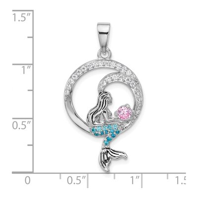 Sterling Silver CZ Mermaid Pendant – view 4
