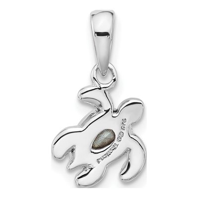 Sterling Silver Crystal April Birthstone Turtle Pendant – view 3