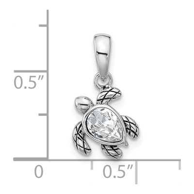 Sterling Silver Crystal April Birthstone Turtle Pendant – view 4