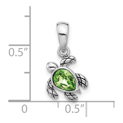 Sterling Silver Crystal Turtle Pendant – view 4