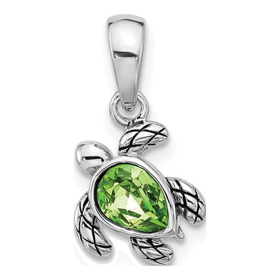 Sterling Silver Crystal Turtle Pendant