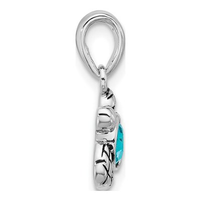 Sterling Silver Crystal December Birthstone Turtle Pendant – view 2
