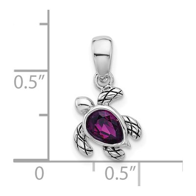 Sterling Silver Crystal Turtle Pendant – view 4