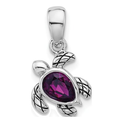 Sterling Silver Crystal Turtle Pendant