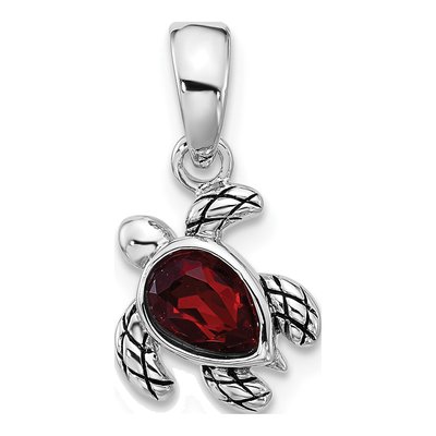 Sterling Silver Crystal Turtle Pendant