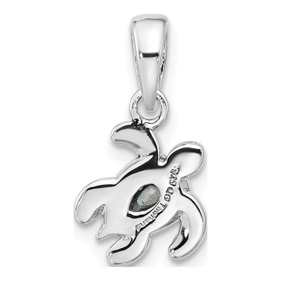 Sterling Silver Crystal July Birthstone Turtle Pendant – view 3