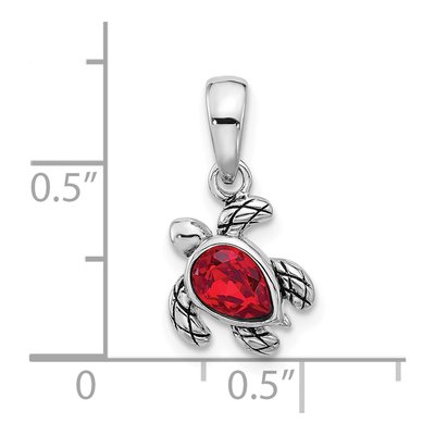 Sterling Silver Crystal July Birthstone Turtle Pendant – view 4