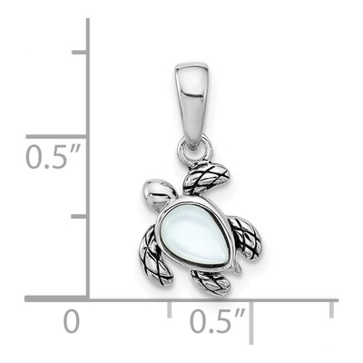 Sterling Silver Mother of Pearl Turtle Pendant – view 4