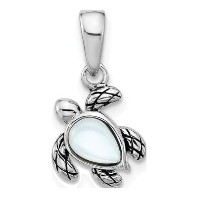Sterling Silver Mother of Pearl Turtle Pendant