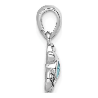 Sterling Silver Crystal March Turtle Pendant – view 2