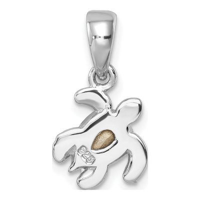 Sterling Silver Crystal March Turtle Pendant – view 3