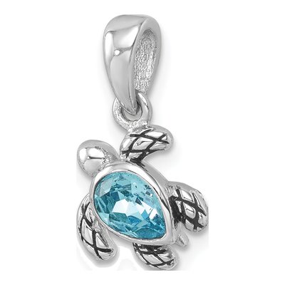 Sterling Silver Crystal March Turtle Pendant – view 4