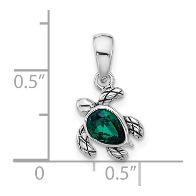 Sterling Silver Crystal May Birthstone Turtle Pendant – view 4