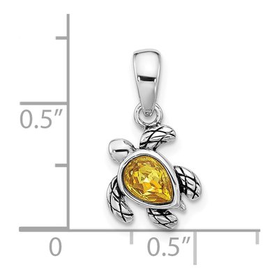 Sterling Silver Crystal November Birthstone Turtle Pendant – view 4