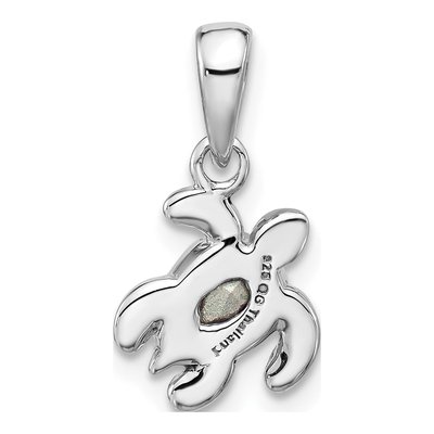 Sterling Silver Crystal October Turtle Pendant – view 3