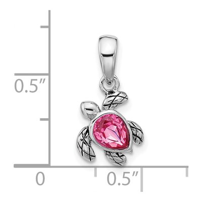 Sterling Silver Crystal October Turtle Pendant – view 4